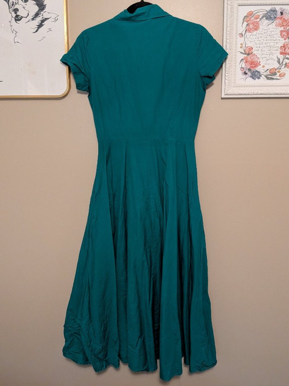 Dark Green J. Peterman Dress with Matching Belt - Picture 3 of 5
